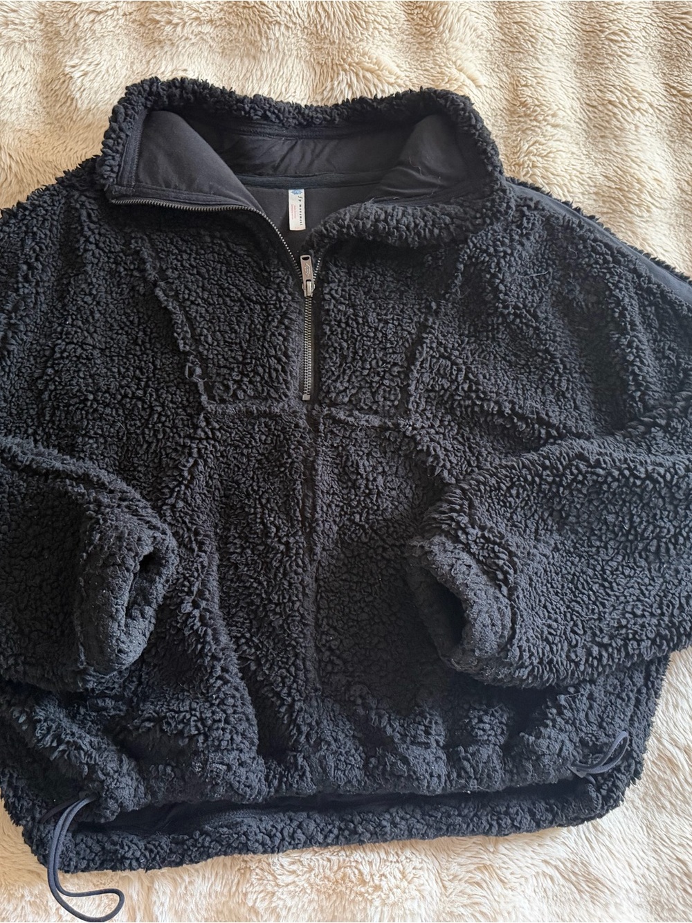Women’s Free People Black Sherpa Half-Zip Pullover Sweater